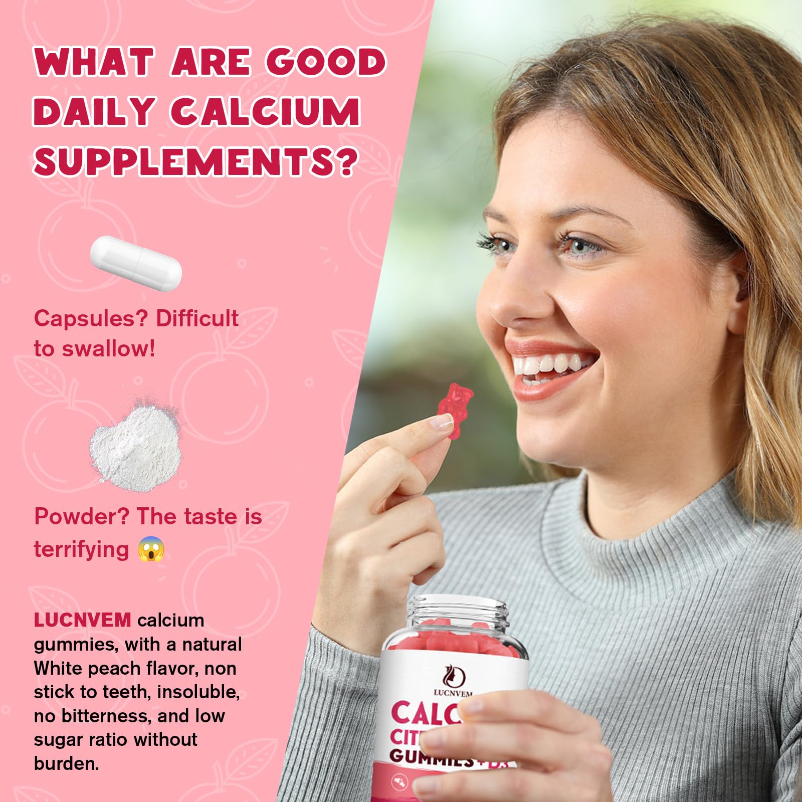 LUCNVEM etiqueta de ingredientes destacando calcio y vitaminas