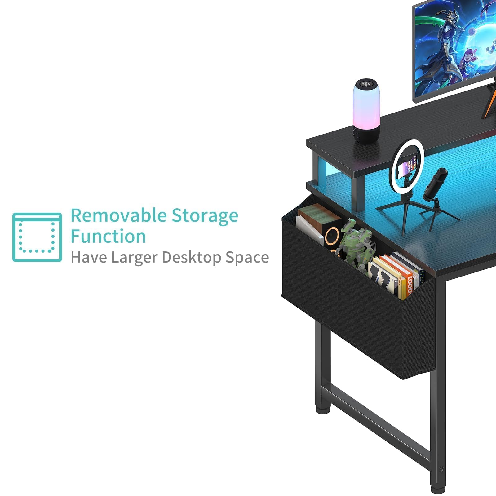 Lufeiya lifestyle setup in bedroom showing desk integrated into small living space