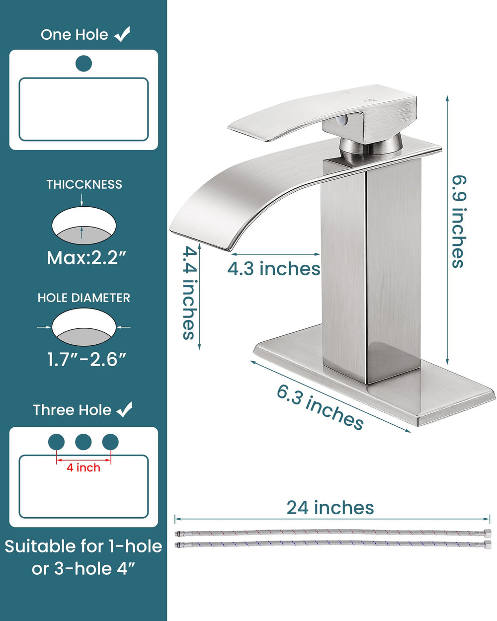 Comparación de tamaño del grifo LUFG junto a lavabo estándar mostrando escala