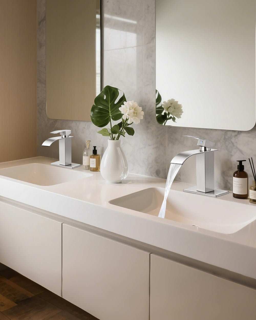 Ambiente de baño con grifo LUFG que aporta estilo y limpieza visual