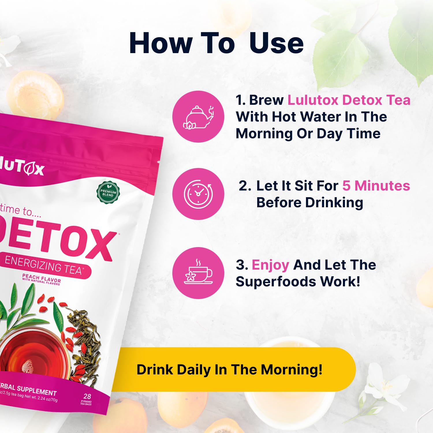 LULUTOX ingredientes juntos: diente de león, ginseng y jengibre beneficiosos