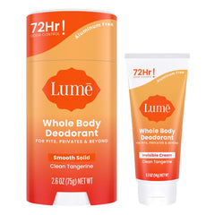 Lume pack Tangerine frente visible mostrando stick y tubo, control de olor eficaz