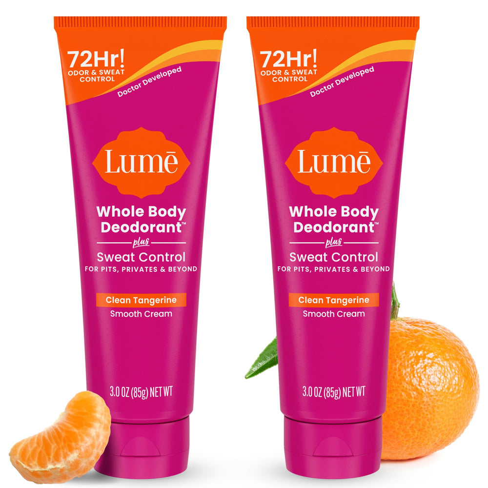 Lume tube front packaging showing tangerine scent and benefits