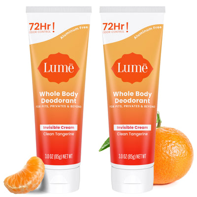 Lume tubo frontal Clean Tangerine mostrando tamaño y diseño, beneficio apariencia clara