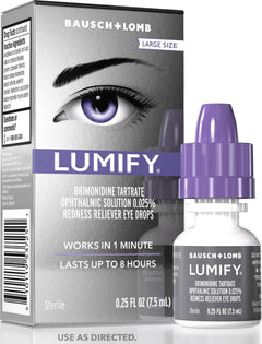 LUMIFY vista frontal del empaque mostrando beneficio de ojos más blancos
