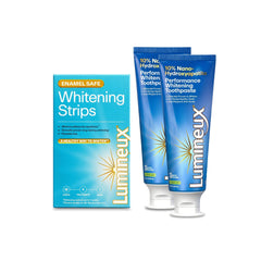 Lumineux front packaging showing duo and benefit of enamel support