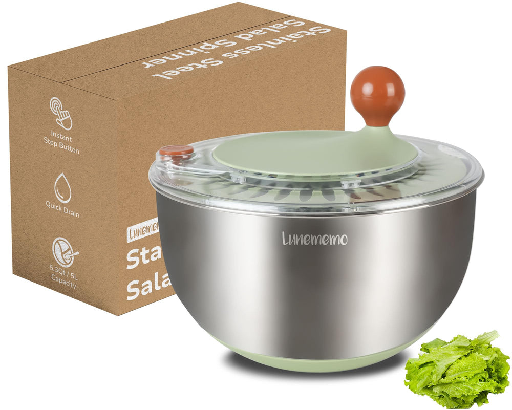 Lunememo frente del spinner de ensalada con acabado acero y diseño elegante