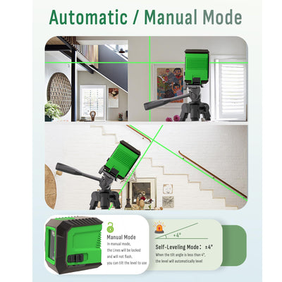 Lusweimi haz láser verde visible sobre pared, mejor visibilidad en interiores