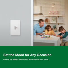 Lutron Ariadni comparación con mano para visualizar tamaño y facilidad de instalación