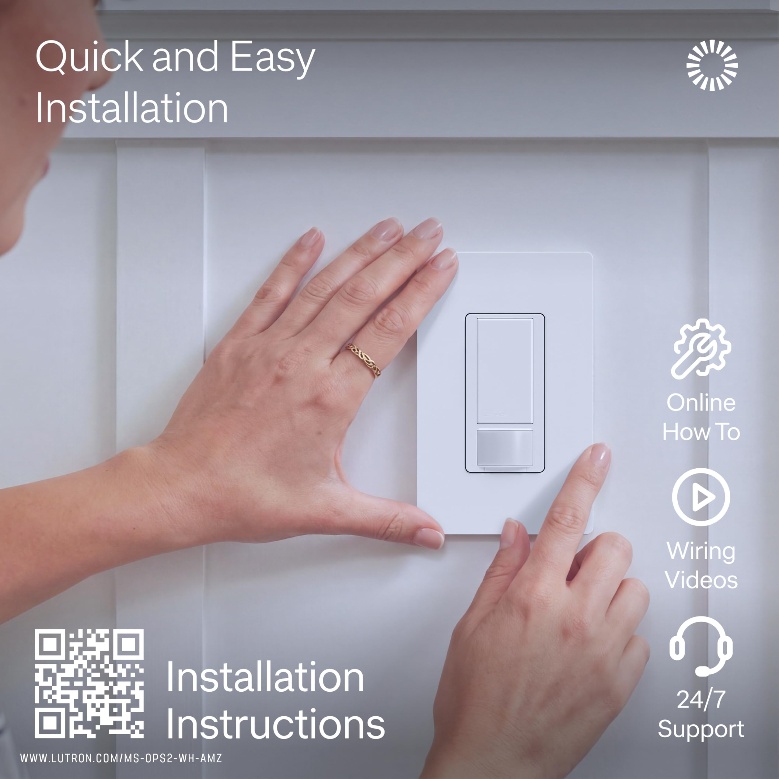 Lutron Maestro primer plano del sensor que detecta movimientos finos eficientemente