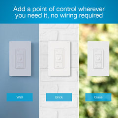 Lutron Pico en mano demostrando control remoto cómodo y acceso desde cualquier punto de la habitación