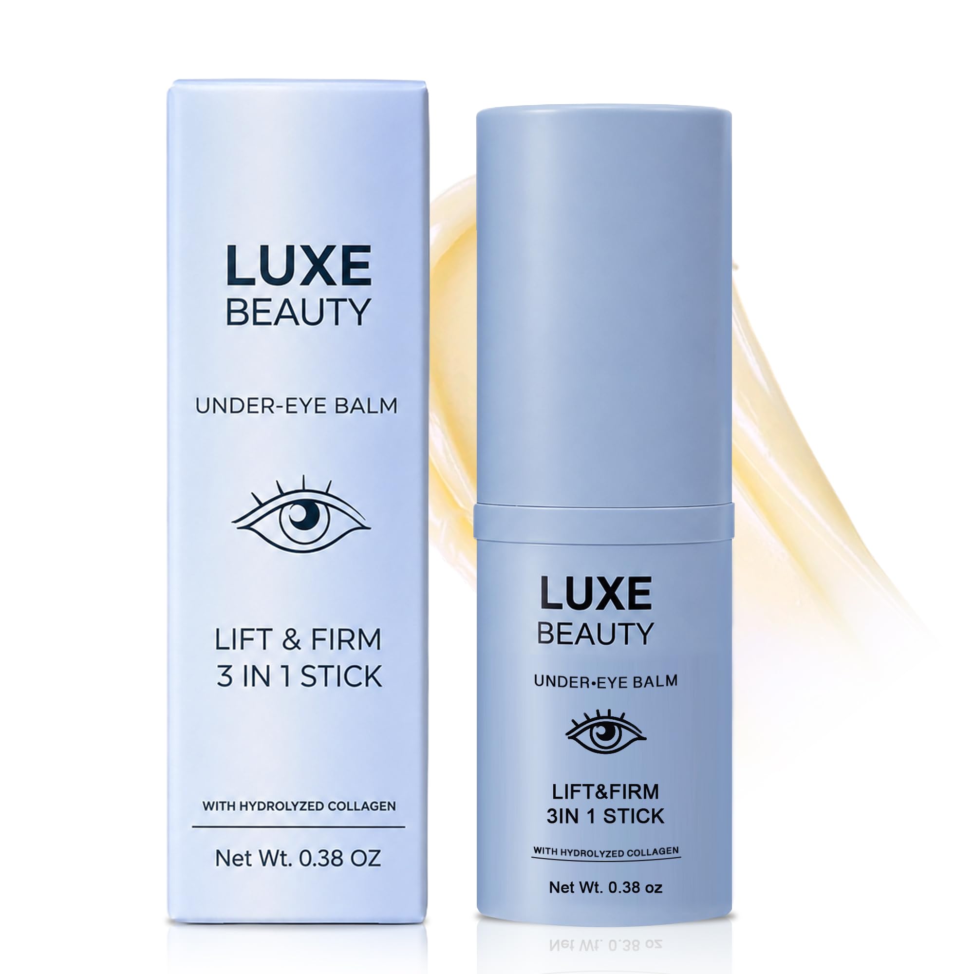LUXE BEAUTY stick frente y empaque mostrando diseño compacto y práctico