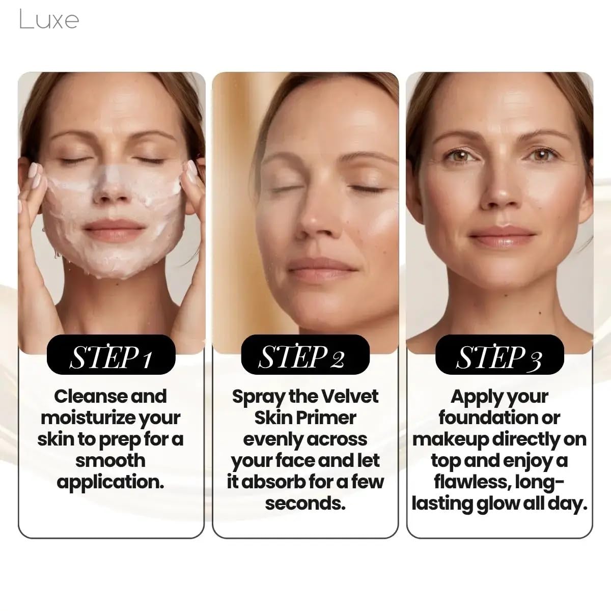 LUXE acercamiento a microsferas que controlan brillo y fijan el maquillaje