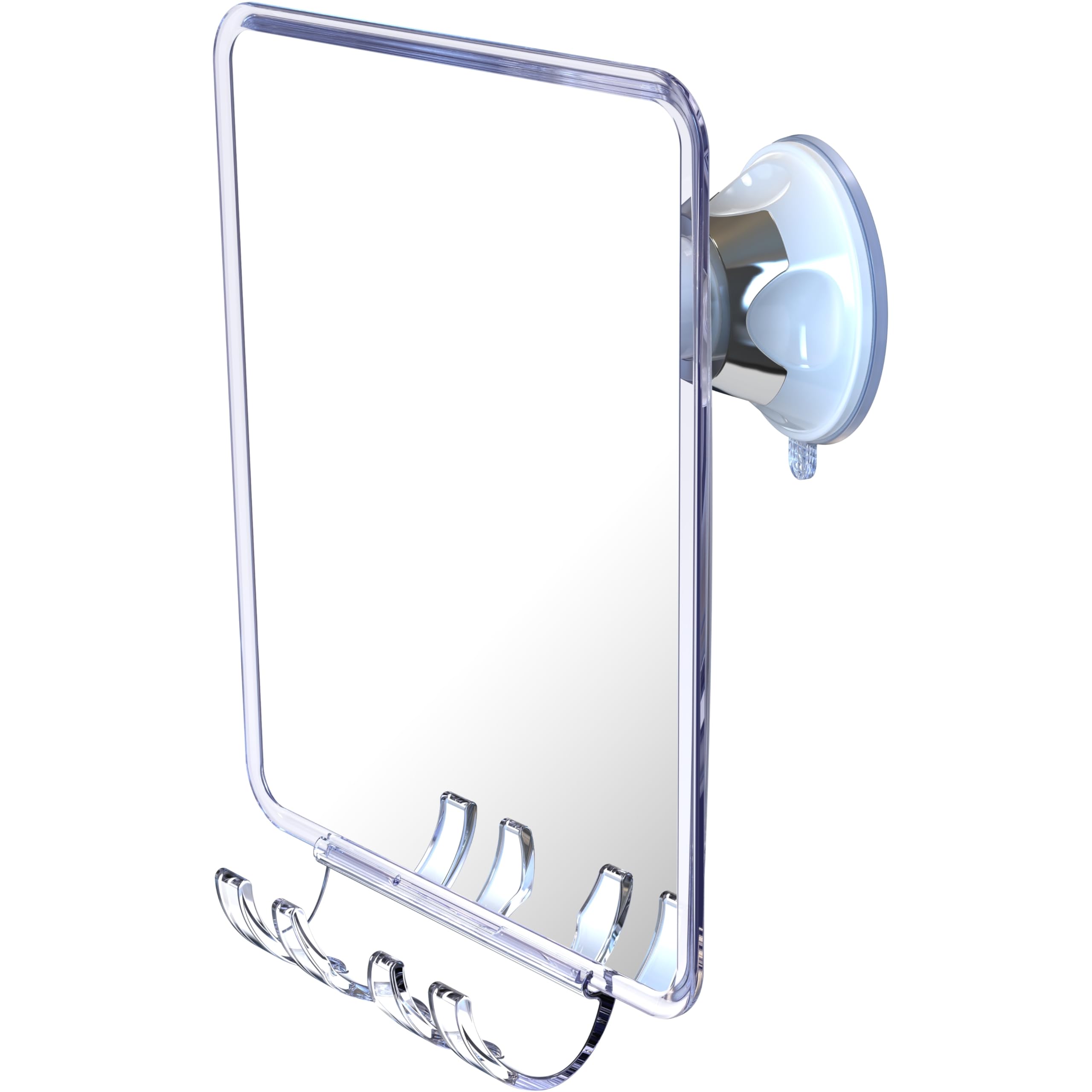 Luxo espejo frontal montado en ducha con reflejo claro y uso rápido