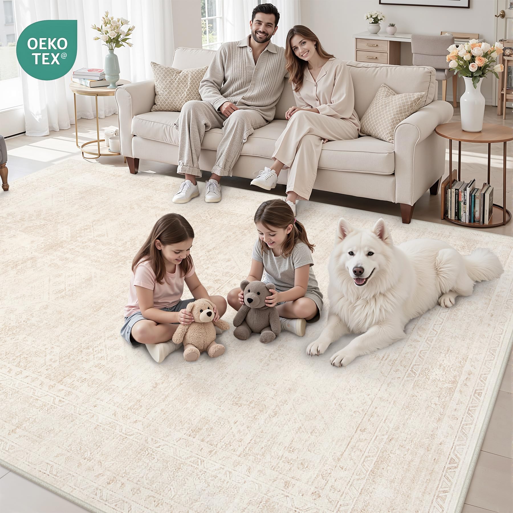 Luxturiy with children playing illustrating family-friendly comfort and durability