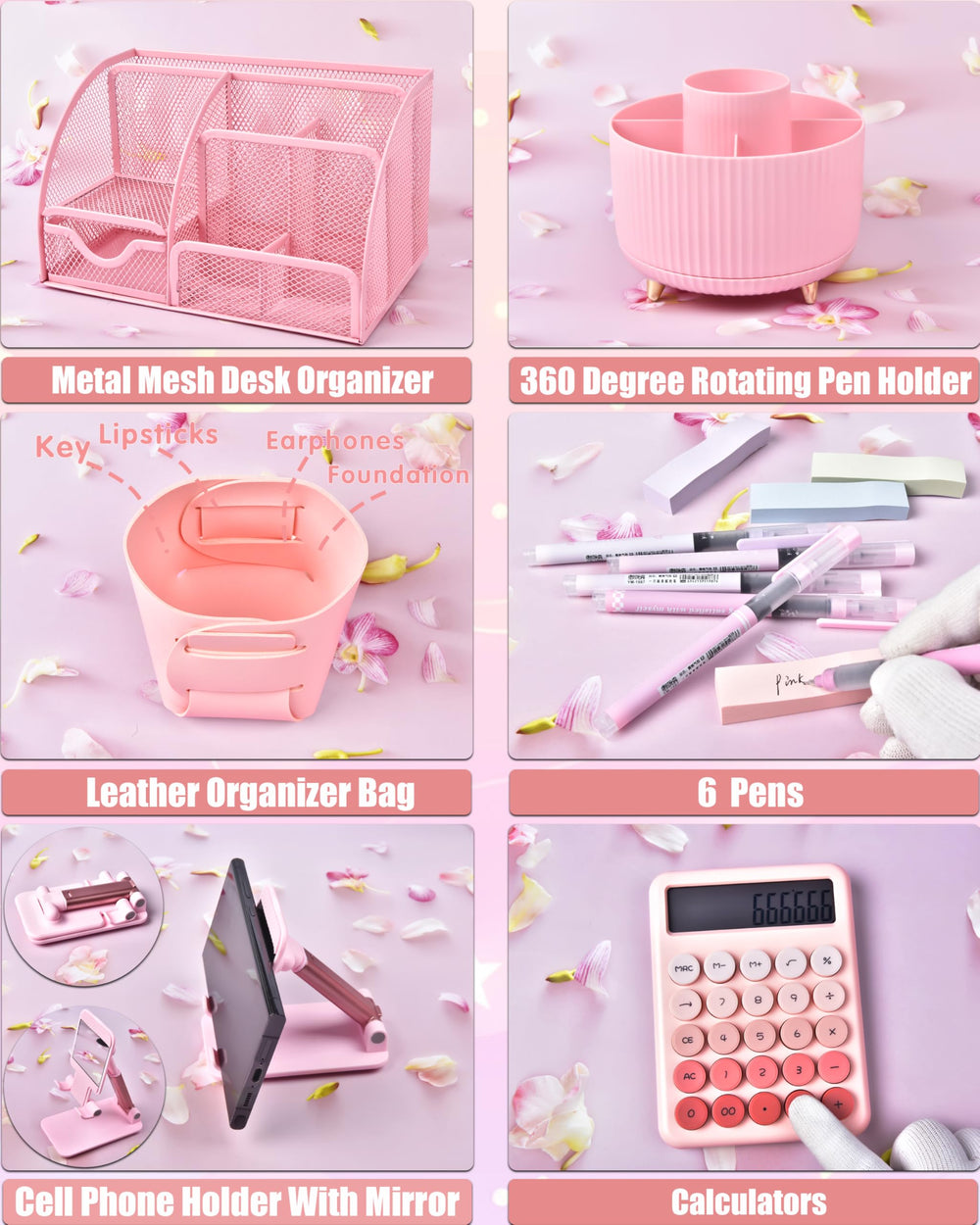 LXEVIHK estuche de PU rosa para guardar objetos personales con estilo