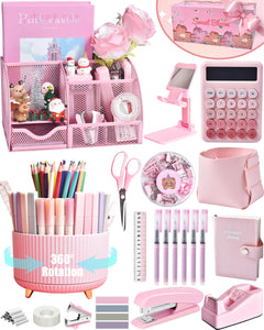 LXEVIHK vista frontal del set rosa mostrando caja regalo y accesorios, mejora organización