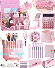 LXEVIHK vista frontal del set rosa mostrando caja regalo y accesorios, mejora organización