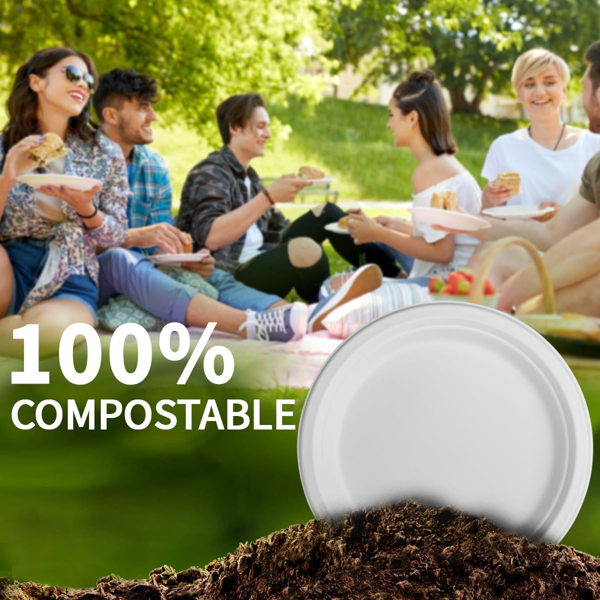Lxins ECO etiqueta que muestra material 100% bagazo sostenible