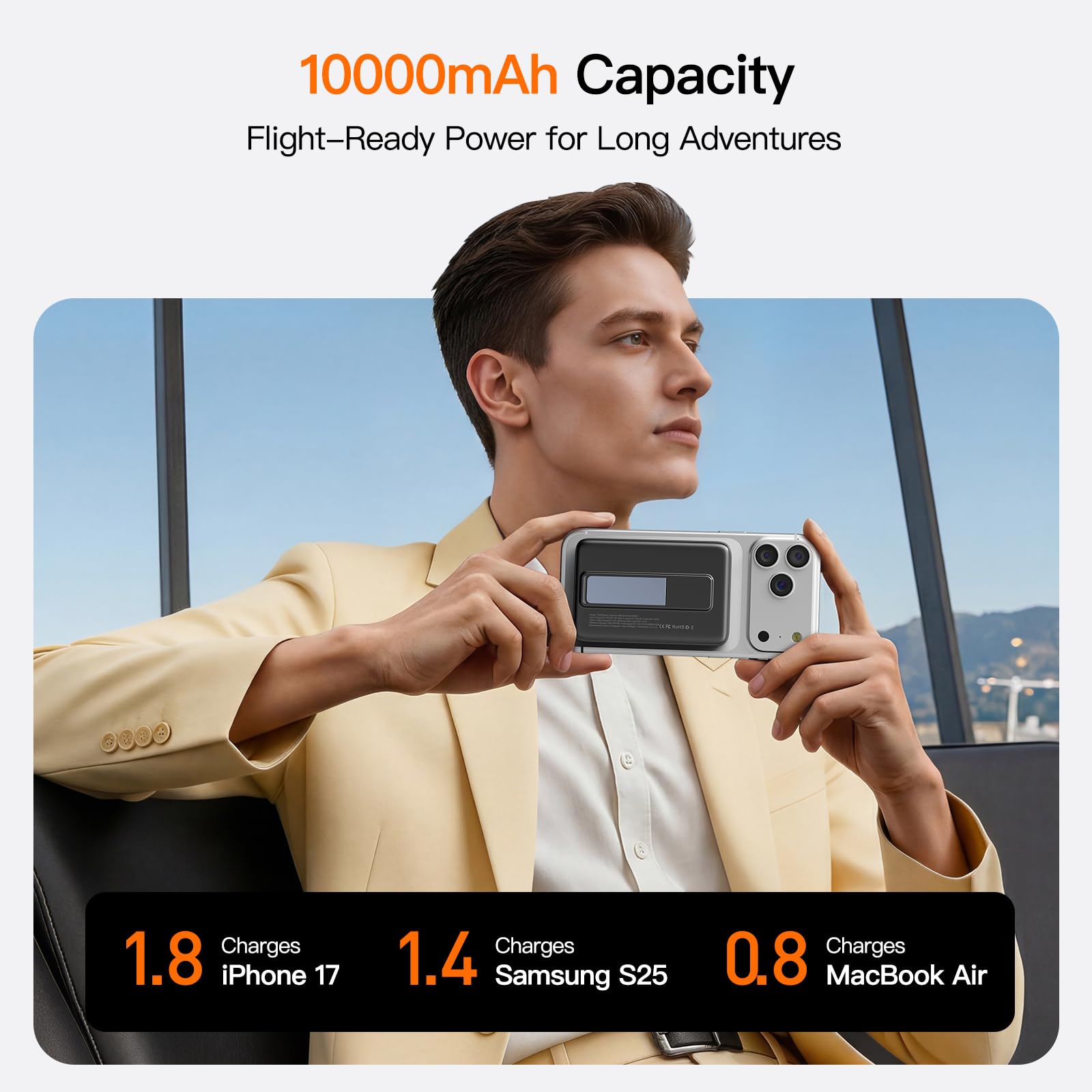 LYAOAO held in hand to show compact 10000mAh size for everyday carry