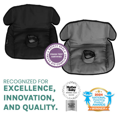 Lynmark size comparison beside child seat proving universal fit