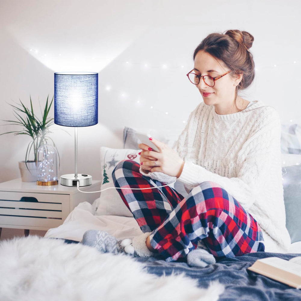 Lynnoland USB and AC outlet detail for bedside charging convenience