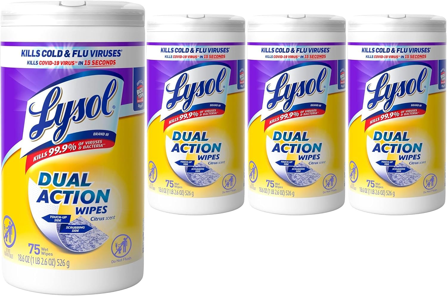 Lysol frente del envase mostrando etiqueta y aroma cítrico, práctico y listo para usar