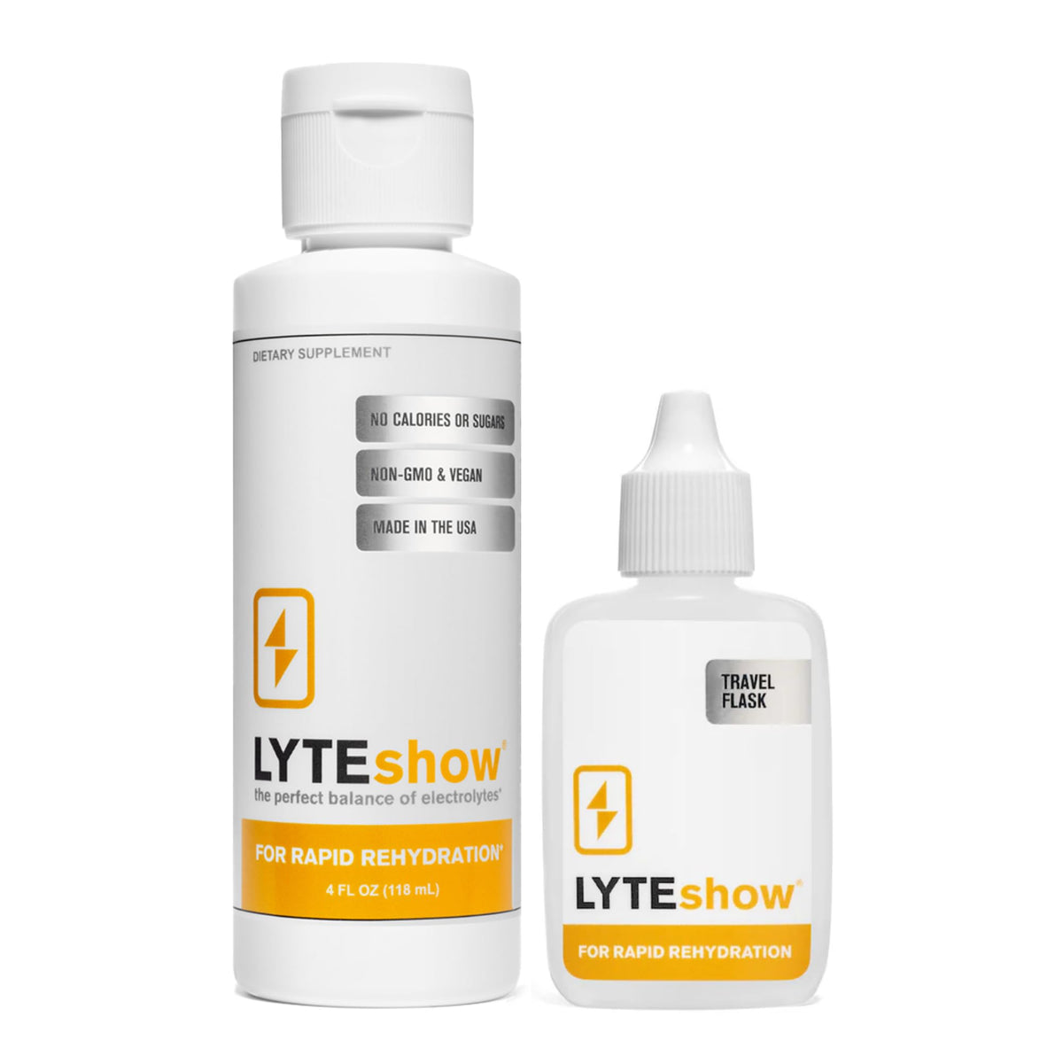 LyteLine LyteShow frasco frontal mostrando etiqueta clara y compacto