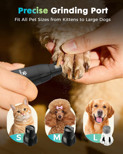 M&M STAR nail grinder shown smoothing pet nail safely and quietly