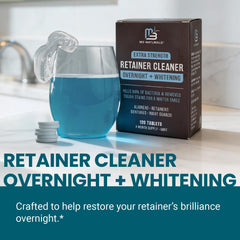 M3 Naturals tableta efervescente disolviéndose en agua para limpieza nocturna