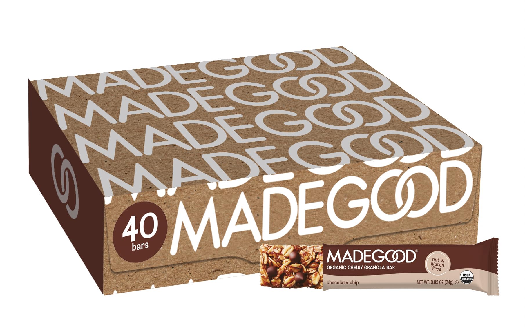 MadeGood front packaging showing 40-pack and brand benefits