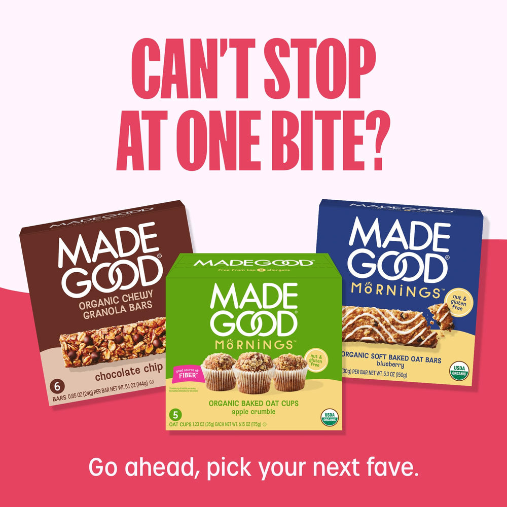 MadeGood etiqueta con certificaciones orgánicas y sin alérgenos