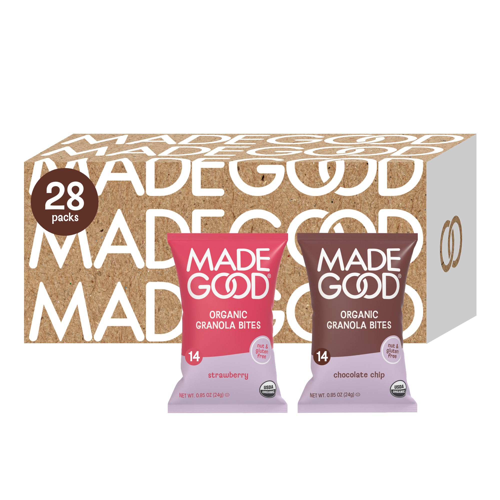 MadeGood empaque frontal mostrando variedad y conveniencia