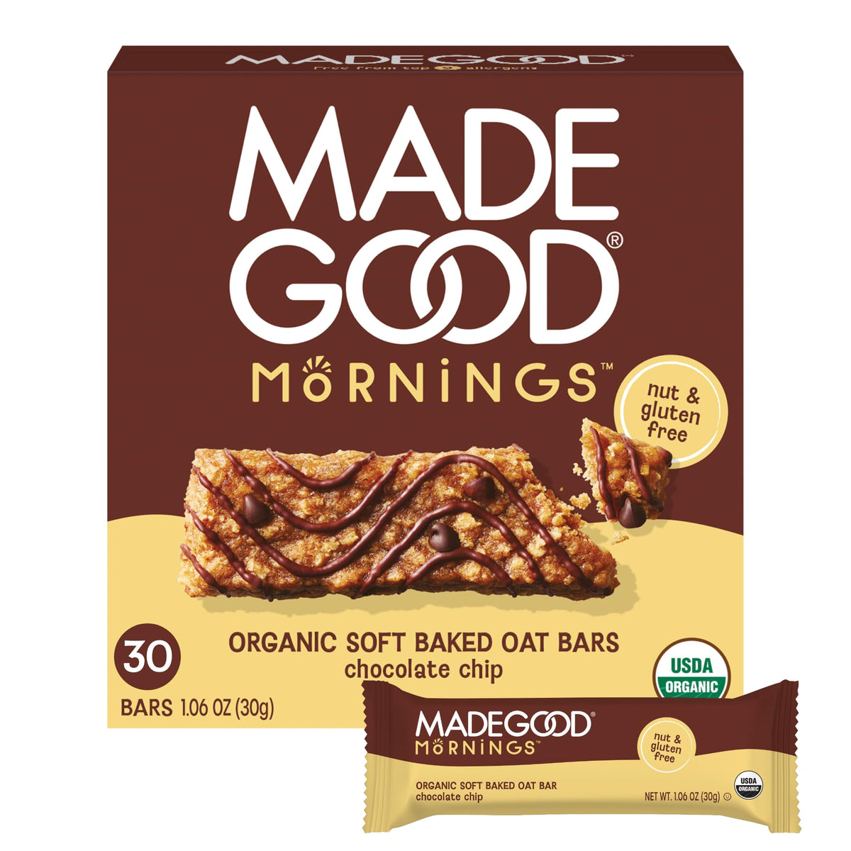 MadeGood paquete frontal 30 unidades, conveniencia para despensas
