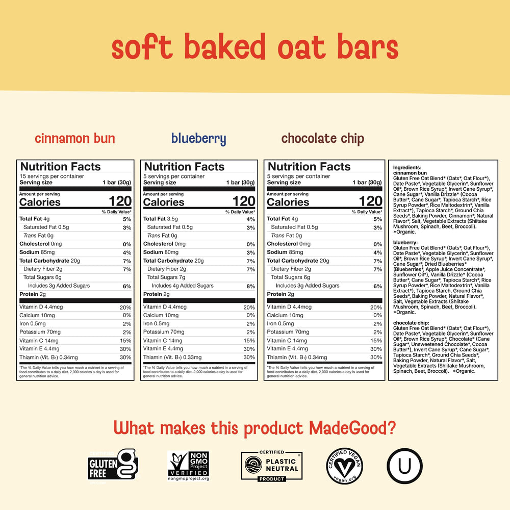 MadeGood barra cortada mostrando miga y ingredientes naturales