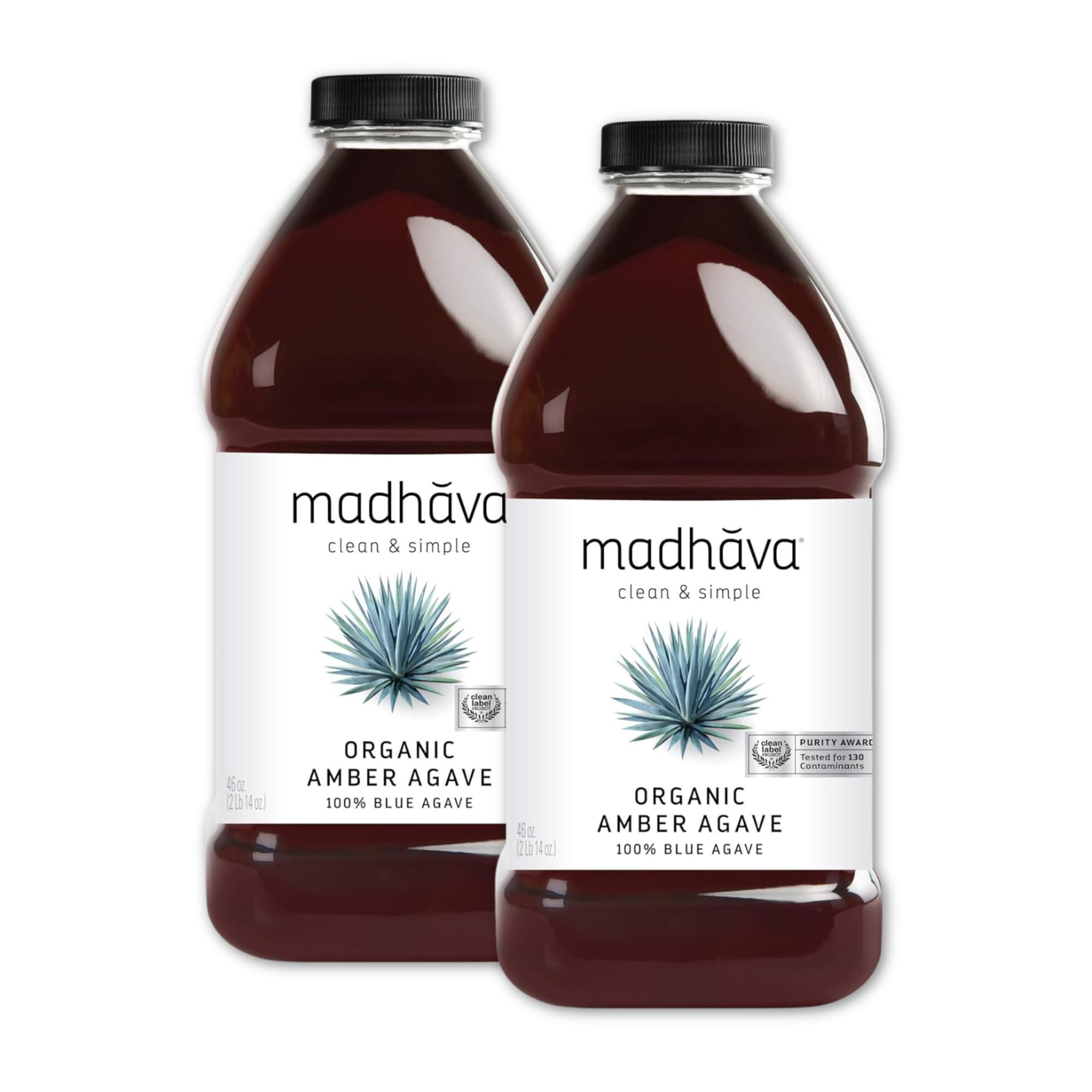 Madhava front packaging showing two 46 oz bottles and product branding benefits