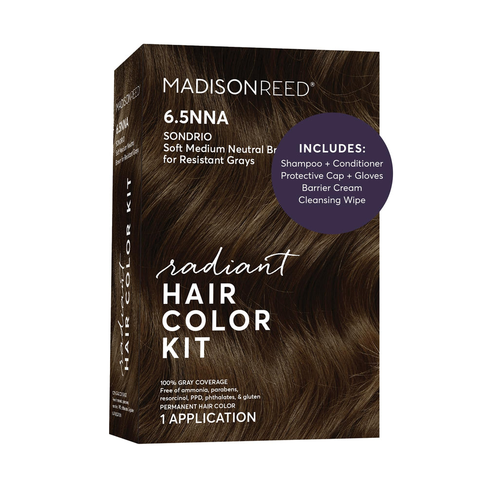 Madison Reed box front showing 6.5NNA medium neutral brown shade and benefits