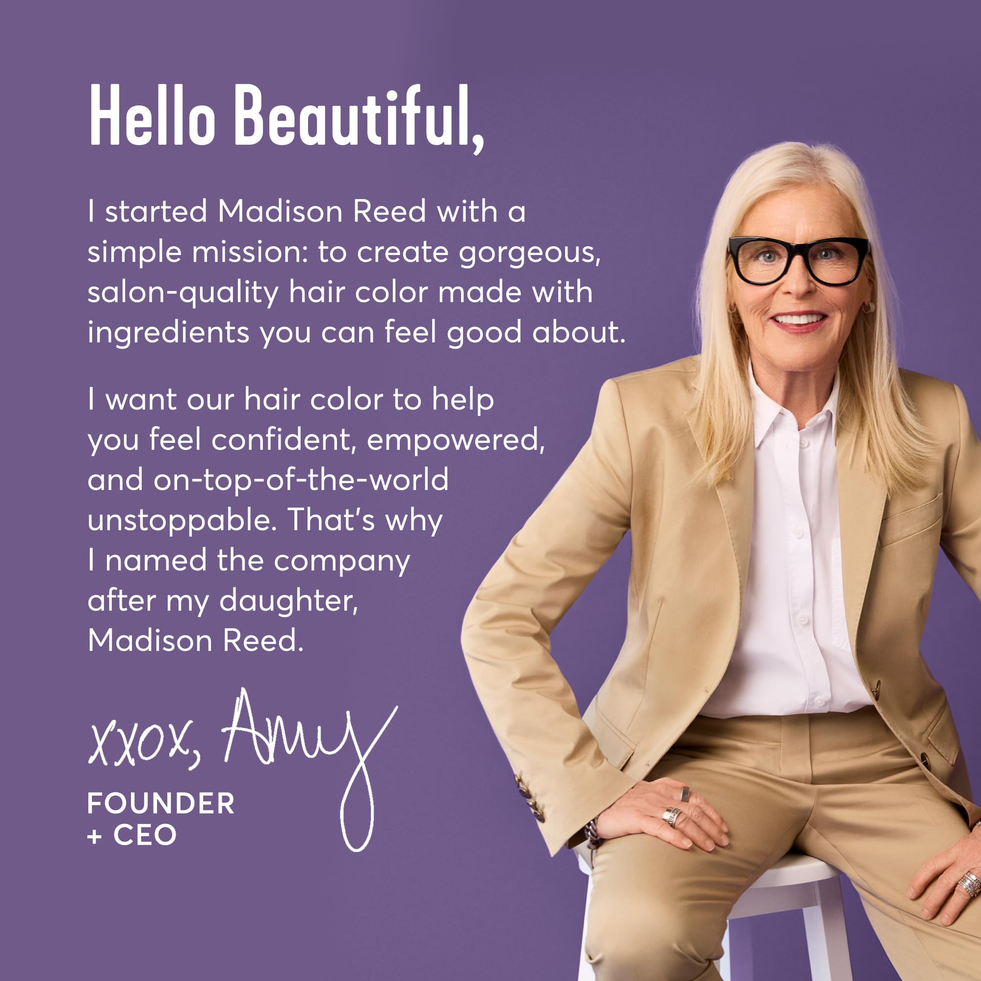 Madison Reed etiqueta de ingredientes sin amoníaco ni PPD para tranquilidad
