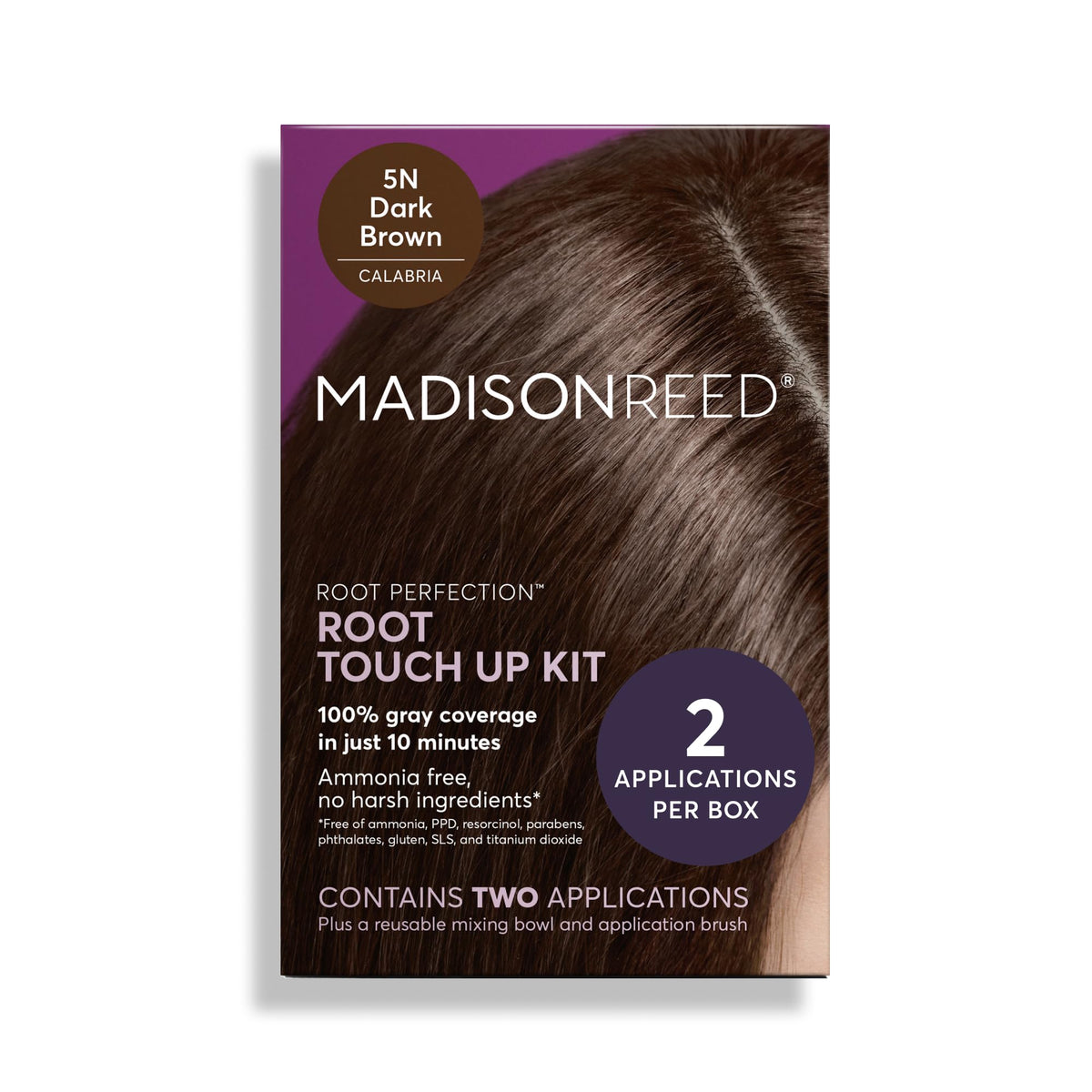 Madison Reed caja Root Perfection 5N Calabria vista frontal mostrando diseño