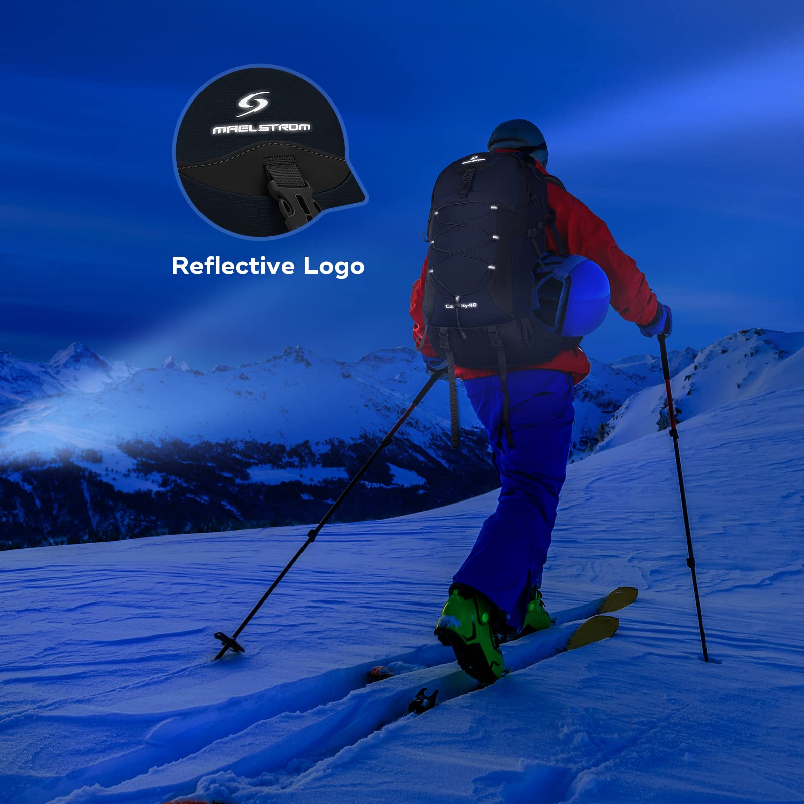 Maelstrom interior con bolsillos y compartimento impermeable, organización eficiente