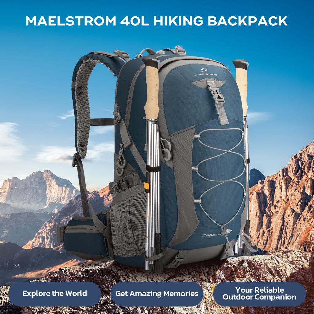 Maelstrom comparación de tamaño 40L junto a persona, capacidad y escala clara