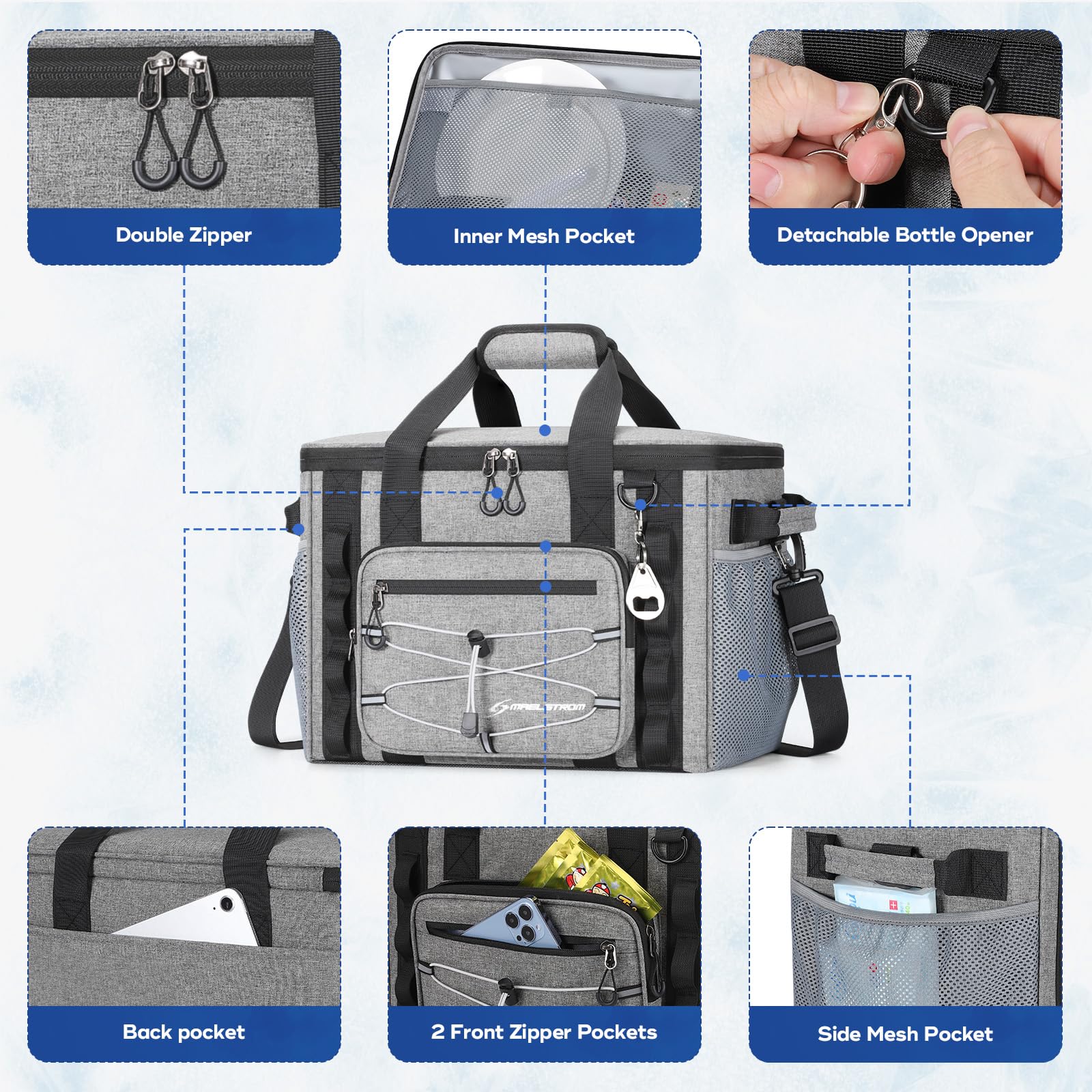 Maelstrom side pockets and included bottle opener for easy access and convenience