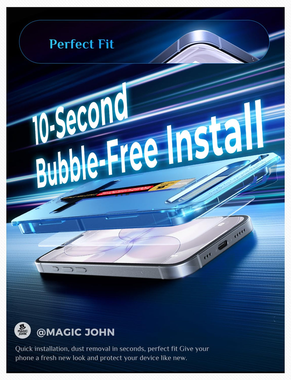 MAGIC JOHN protector comparado con una mano para escala y ajuste preciso