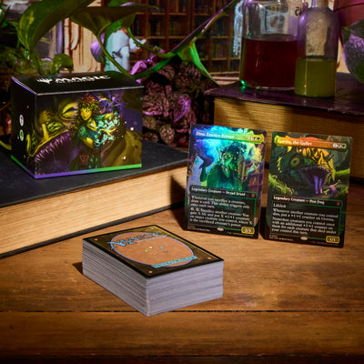 Magic: The Gathering 100-card spread top-down highlighting deck contents and ready-to-play convenience
