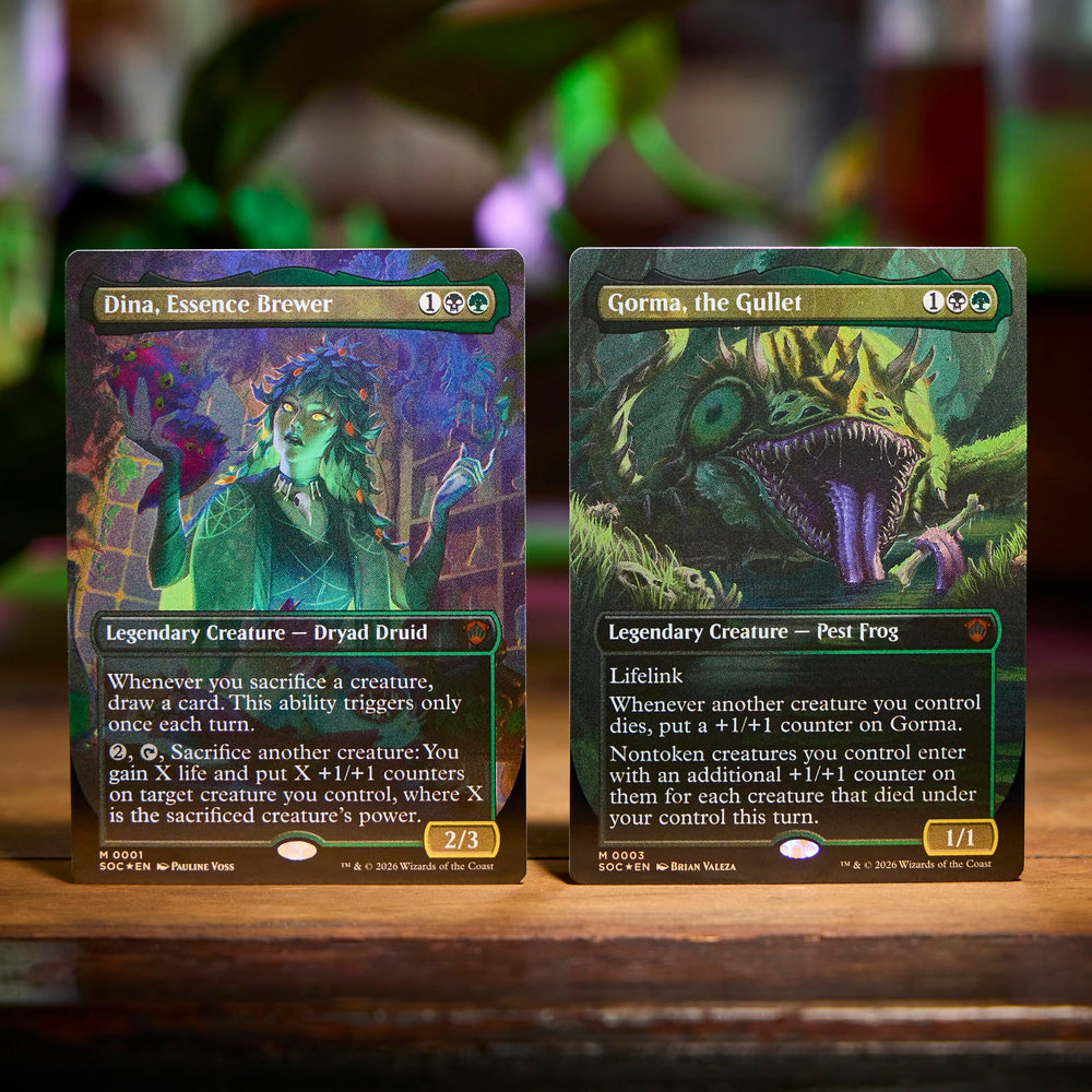 Magic: The Gathering double-sided tokens and strategy guide displayed for quick reference during games