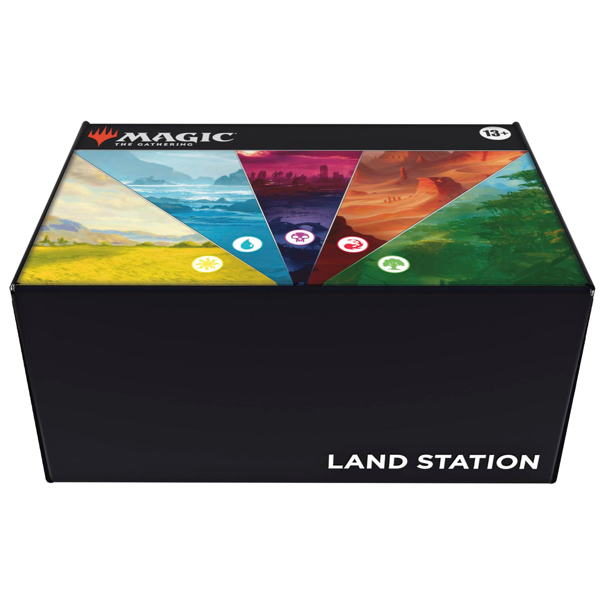 Magic: The Gathering vista frontal de la Land Station, almacenamiento fácil