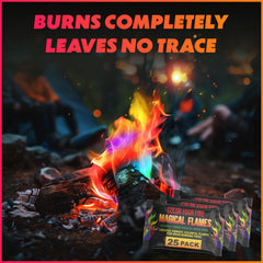 Magical Flames fire pit at night with colorful flames enhancing outdoor party atmosphere