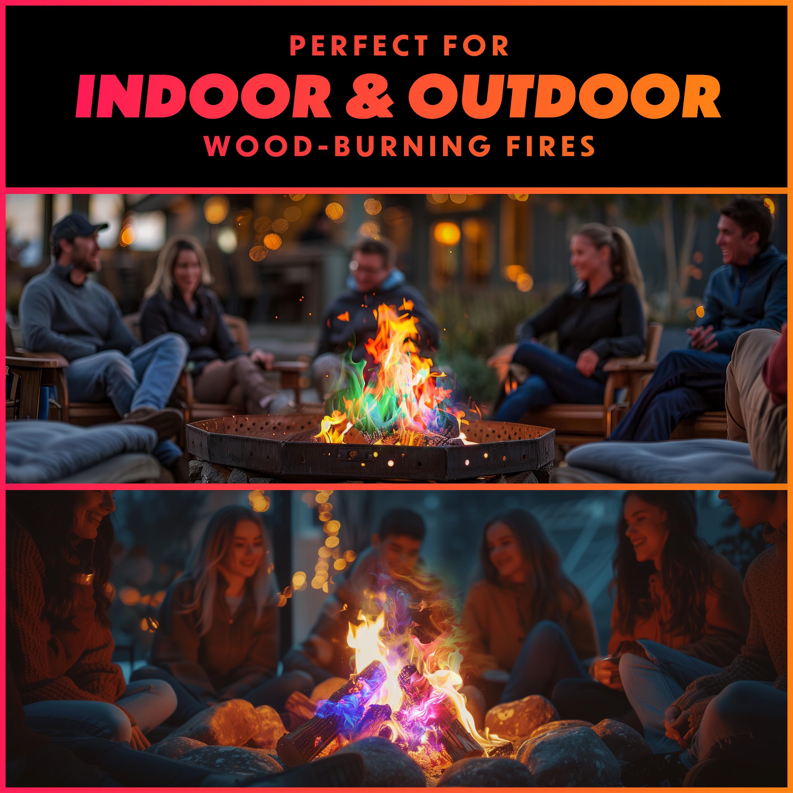 Magical Flames burning in an indoor fireplace adding lively color to a cozy living room