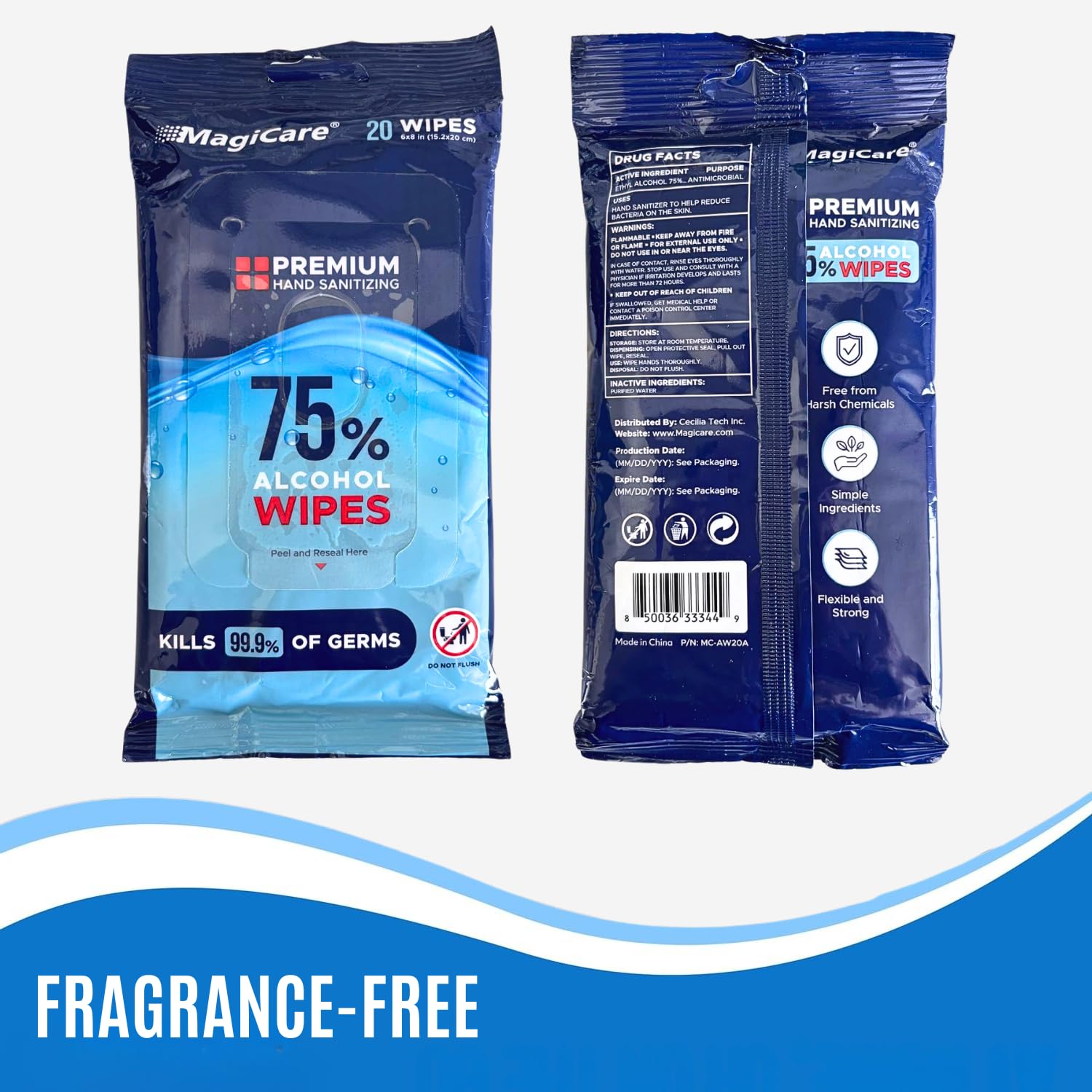 MAGICARE detalle del tejido spunlaced resistente y absorbente