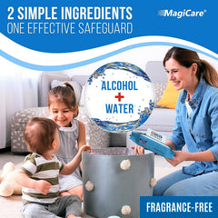 MagiCare wipe next to smartphone illustrating large 6x8 inch coverage benefit